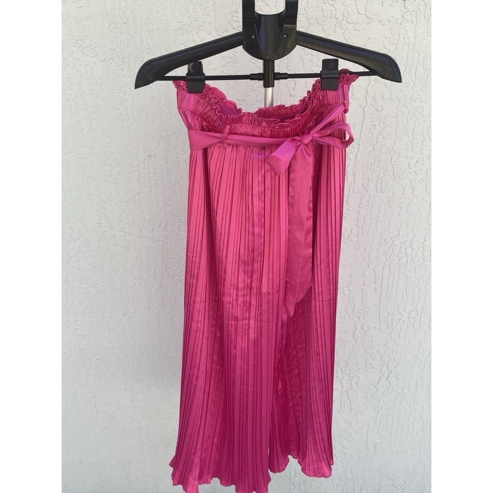 Alice Blue Bold Pink Pleated Wide Leg Ankle Pants Size L Palazzo Pants EasterNWT